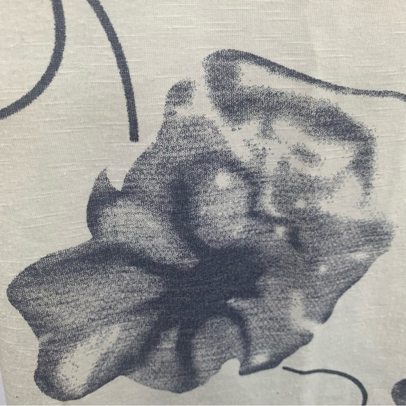 Tunic Tank Top Decorative Rings Y2K Bold Floral Print Off White Dusty Blue M/L - Picture 3 of 12